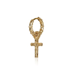 Cross Hoop Earring - Gold