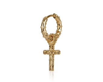 Cross Hoop Earring - Gold