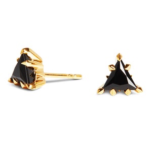 Trillion Earrings – Gold & Onyx