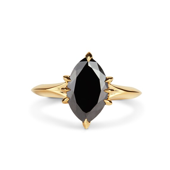 Black Diamond Ring | 18ct Yellow Gold | Statement Ring | Engagement ring | Alternative Ring