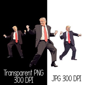 May include: Three cartoon illustrations of a person in a black suit and red tie with a white shirt. The person is in a dynamic pose with their arms raised in the air and fists clenched. The background is split in half, one side is black and the other is white. The text 'Transparent PNG 300 DPI' is below the illustration on the black side and the text 'JPG 300 DPI' is below the illustration on the white side.
