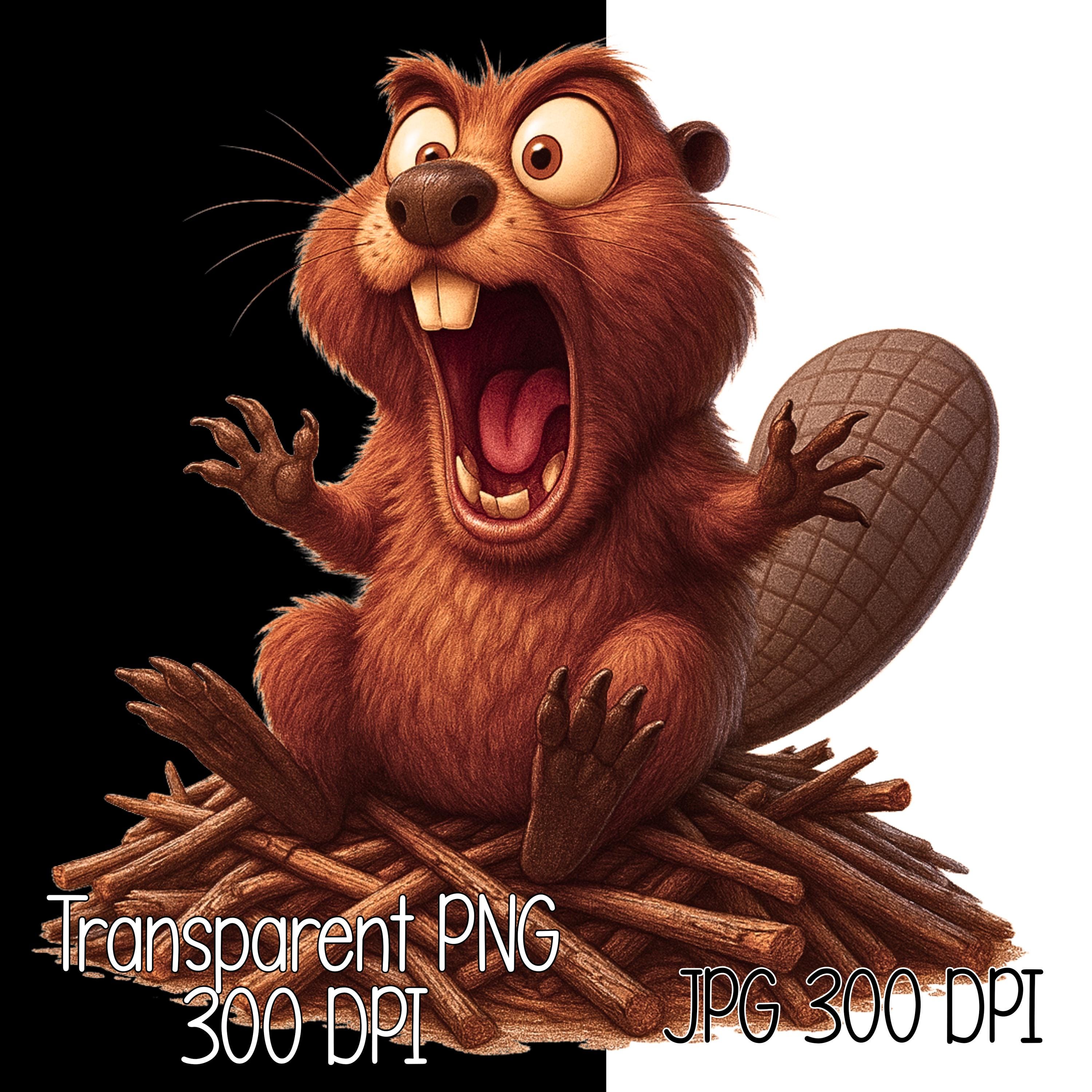 Funny Cartoon Beaver Clipart | Cute Beaver Illustration PNG JPG | Kids ...