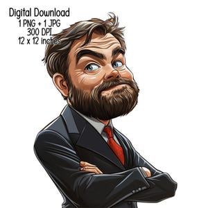 コミカルな JD Vance デジタルダウンロード クリップアート イラスト 商用利用 トランプ支持 PNG JPG