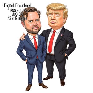 Trump and Vance Digital Download Clipart Illustration Commercial Use Trump support PNG