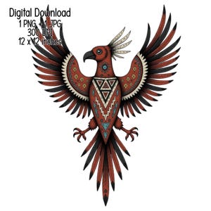 Tribal Thunderbird PNG – Native Inspired Spirit Bird Clipart for T-Shirts, Sublimation, Stickers, Western Crafts | Digital Download