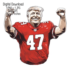 Trump 47th President Illustration | Victorious Trump Digital Download | PNG & JPG Clipart for Crafts and Merchandise