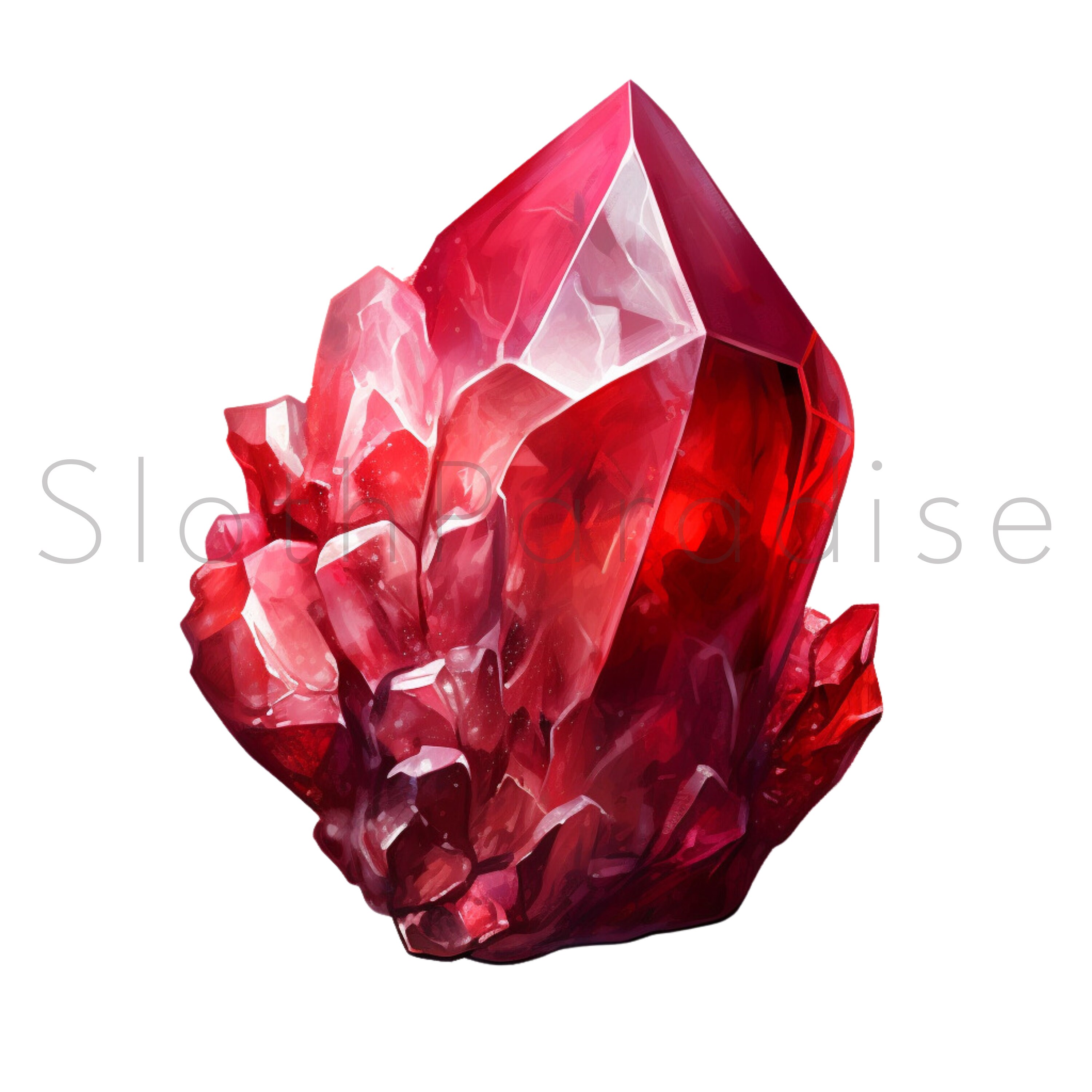 16 PNG Ruby Crystal Transparent Watercolor Clipart Digital Download ...