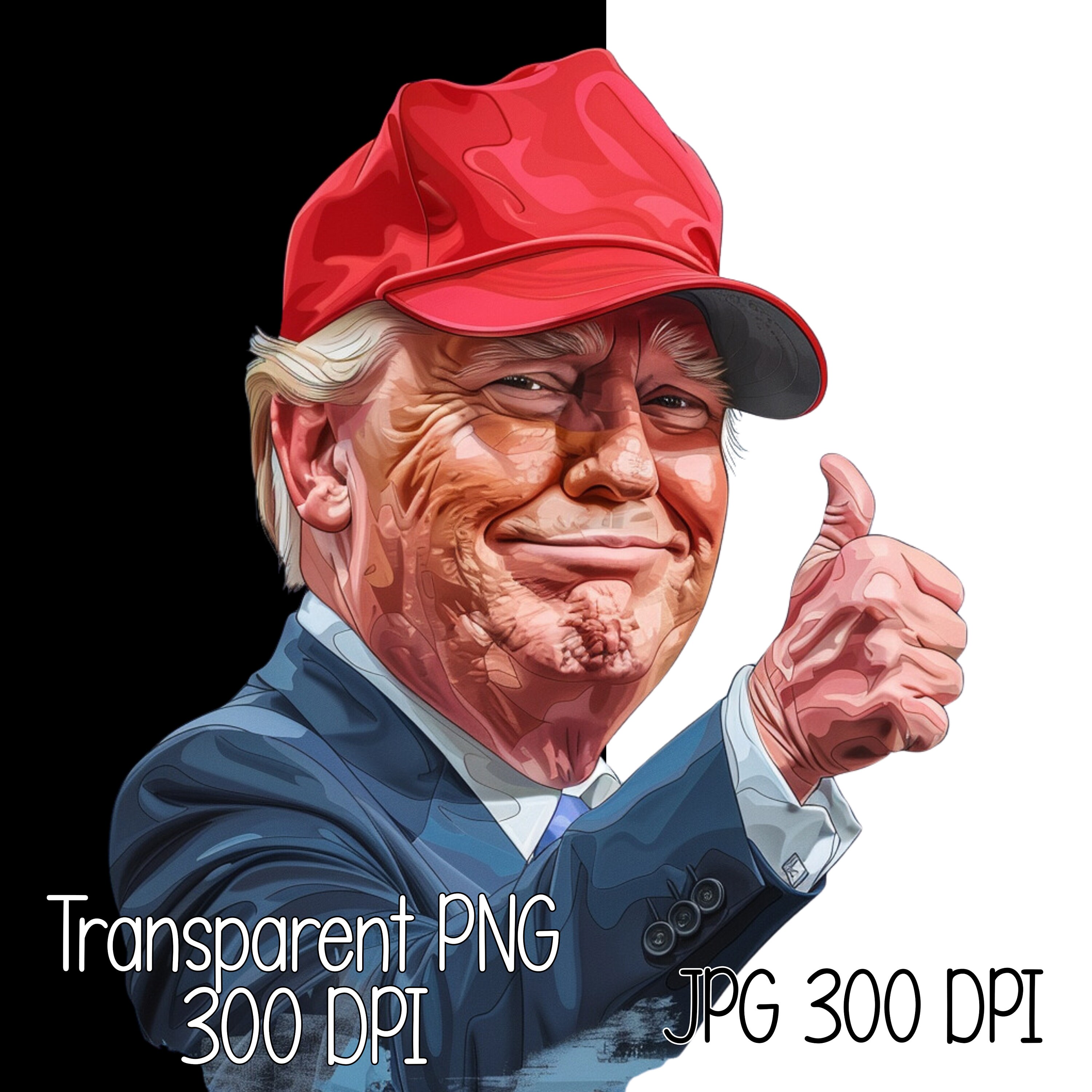 Comical Trump Funny Thumb up Transparent Digital Download Humorous