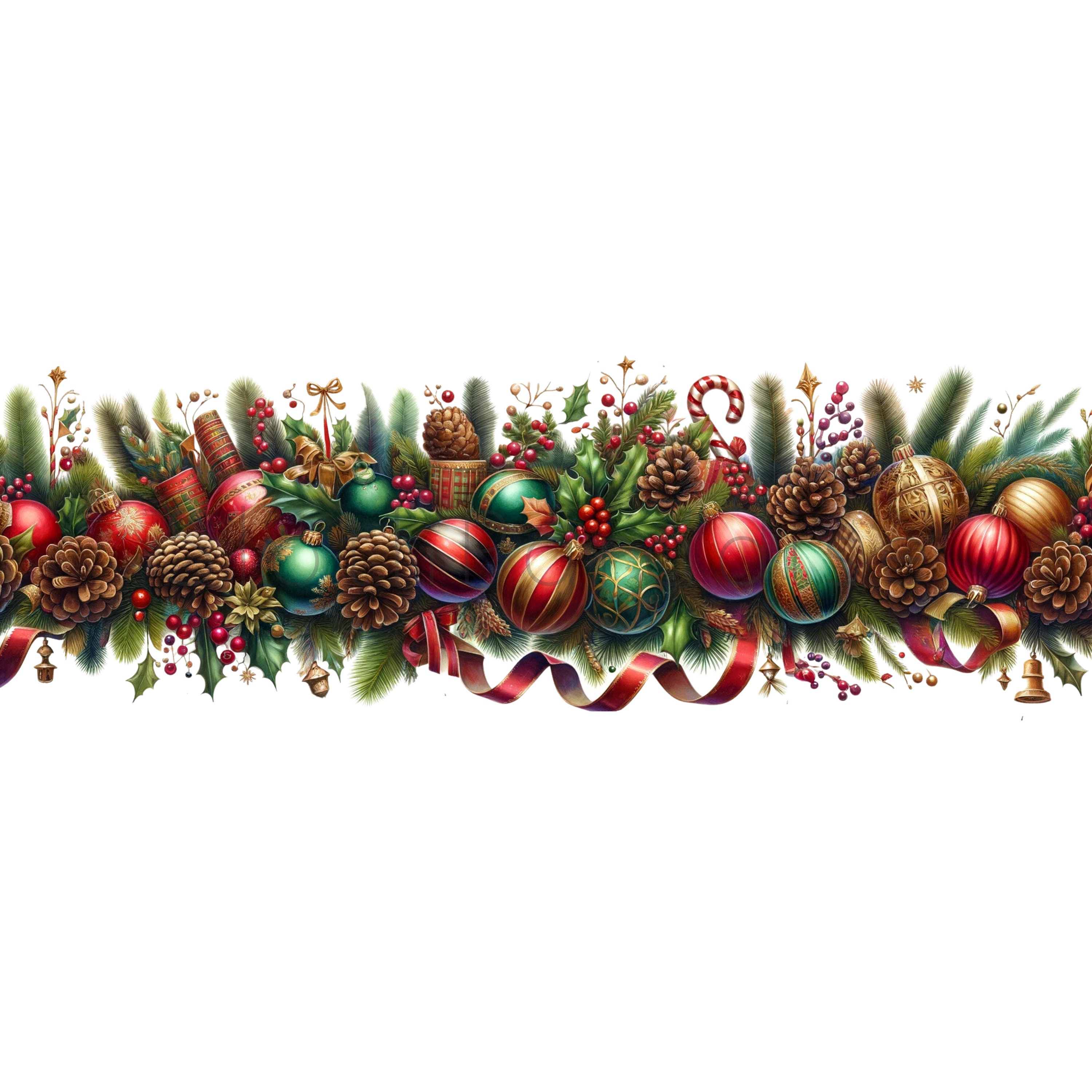 28 PNG Christmas Borders Part 2 Watercolor Transparent Clipart Digital  Download Commercial Use, Holiday Garland Card Making Illustration - Etsy, image size:3000x3000