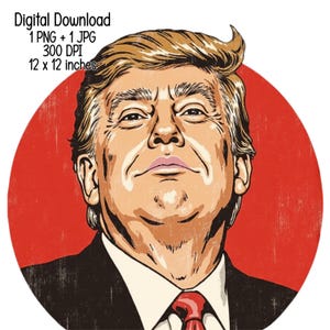 Trump Caricature PNG | Bold Political Clipart | Vintage Trump Digital Art for DIY Projects