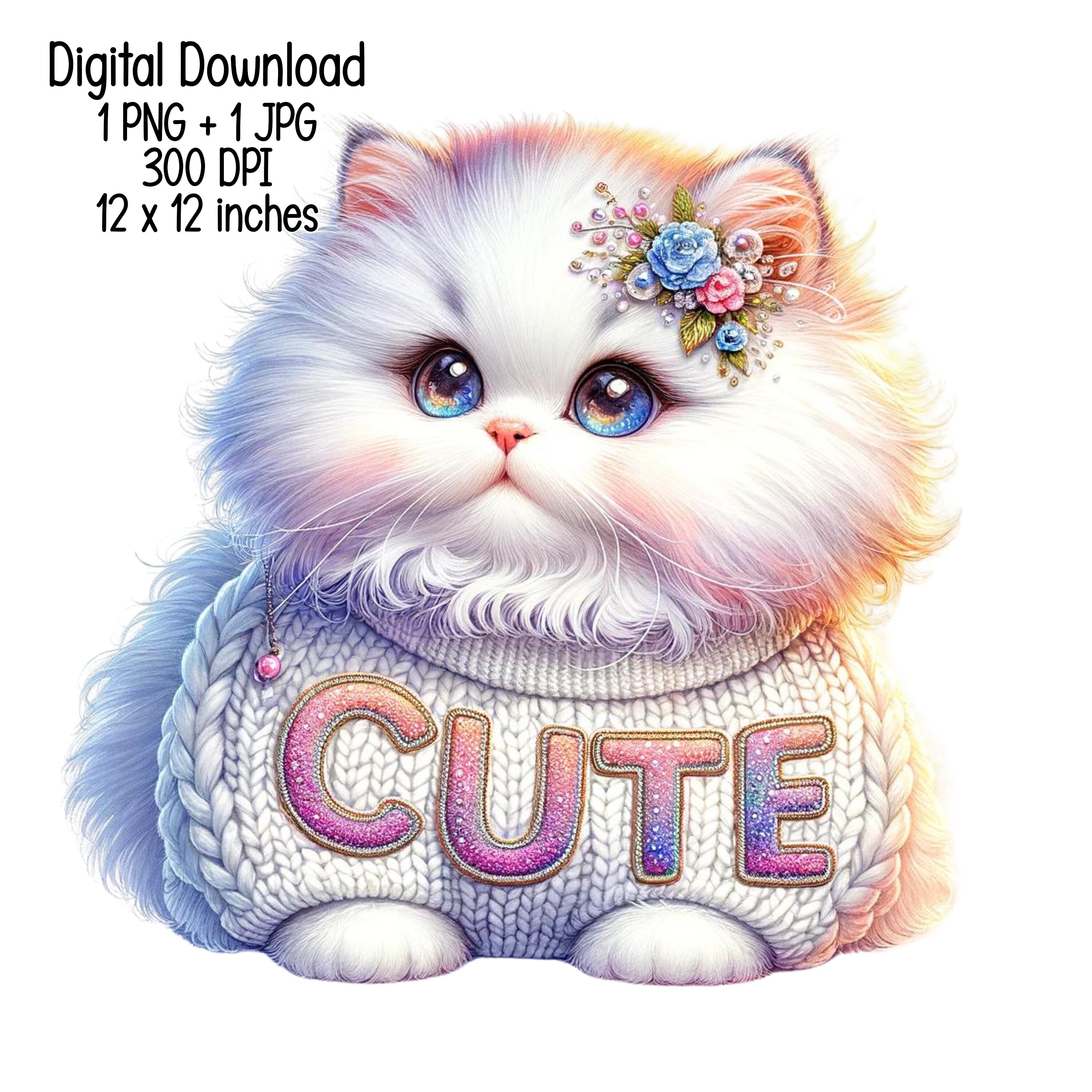 イラスト原画　ふんわりとした手触りが伝わる　「白猫」 イラスト原画 ふんわりとした手触りが伝わる 「白猫」｜Yahoo!フリマ