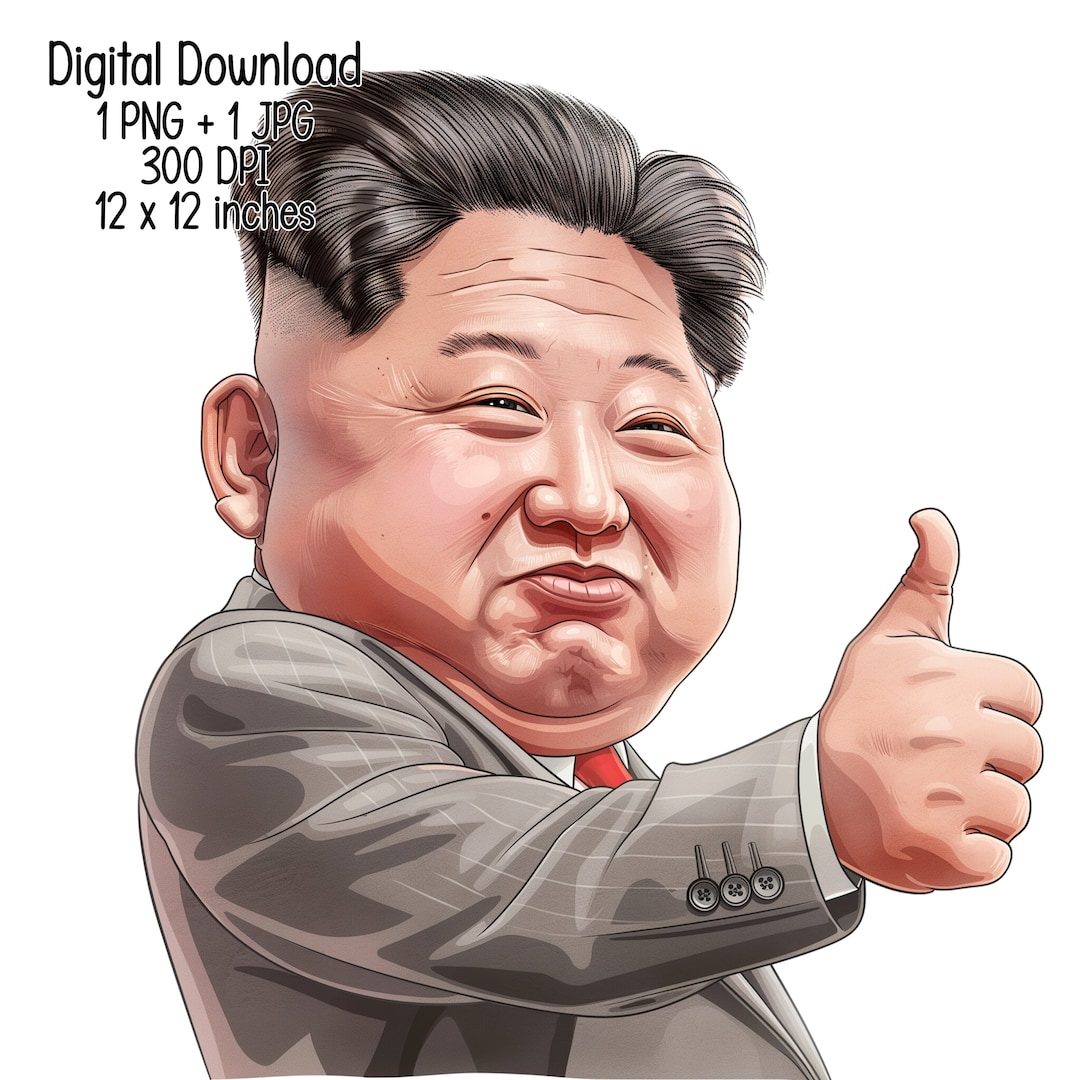 Comical Kim Jong Un Funny Thumbs up Transparent Digital Download