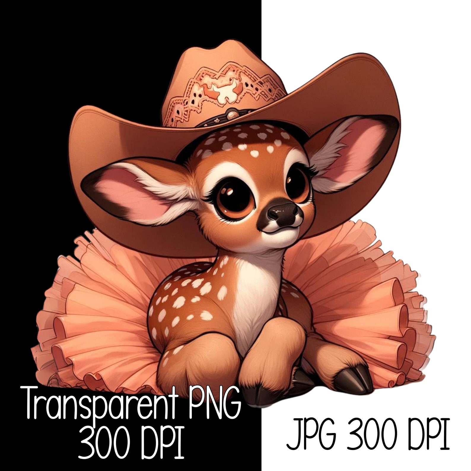Cute Adorable Baby Deer Pink and Peach Texas Hat Clipart Commercial Use ...