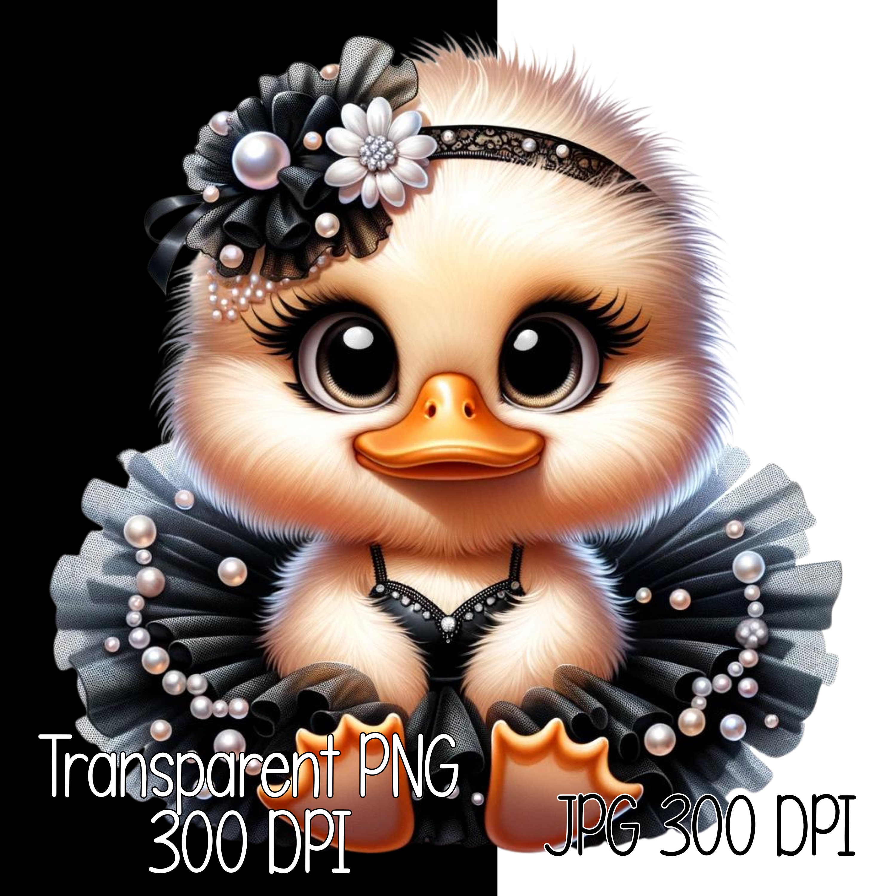 Cute Adorable Baby Duck in Party Tutu and Headband Pearls Clipart ...