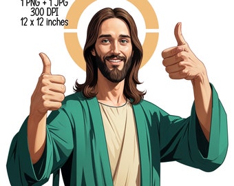 Jesús Pulgares arriba Transparente Descarga Digital humorístico Christian Clipart Ilustración Uso Comercial PNG JPG transparente