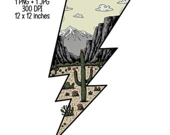 Howdy desert Lightning Balt  - original T-Shirt Design, Digital Download, Sublimation PNG