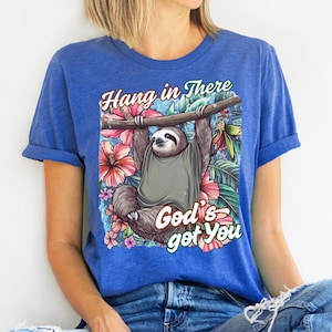 Christian Sloth PNG, Hang in There God’s Got You, Cute Faith Clipart, Religious T-Shirt Sublimation, Inspirational Digital Art