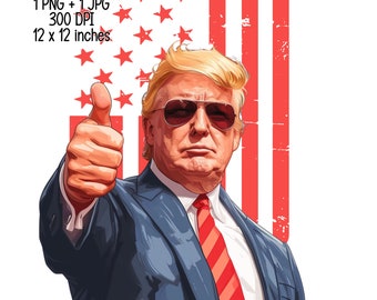 Trump election Tshirt design Watercolor Clipart USA flag Commercial Use Sublimation illustration PNG, JPG Digital download victorious red