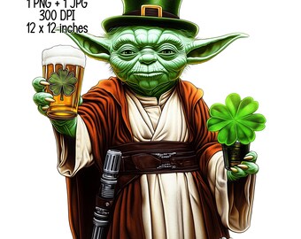 Force master Leprechaun - funny St. Patrick's Day Illustration, Digital Download, Sublimation PNG, JPG
