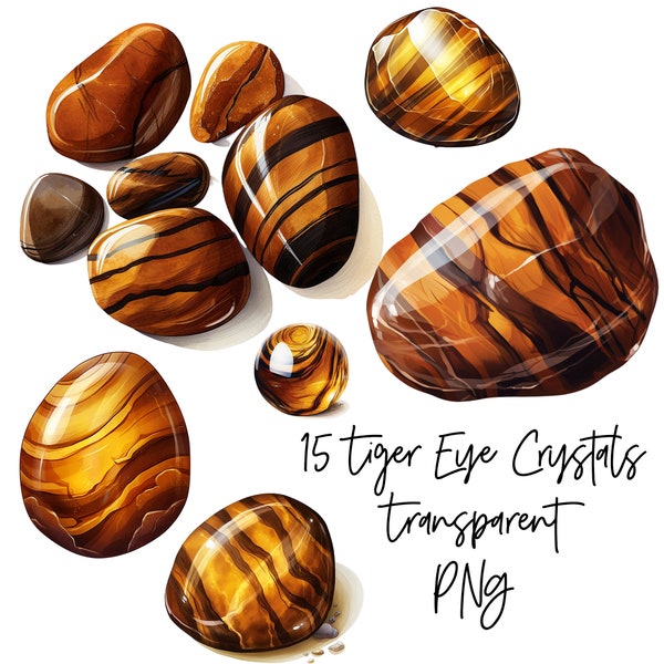 15 PNG Tiger Eyes Crystal Transparent Watercolor Clipart Digital Download Commercial Use, yellow gemstone card making illustration