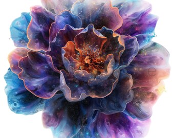 10 imágenes prediseñadas de flores de galaxia abstracta / estampado floral azul cosmos / acuarela imprimible / JPGs PNGs de alta calidad / artesanía de papel