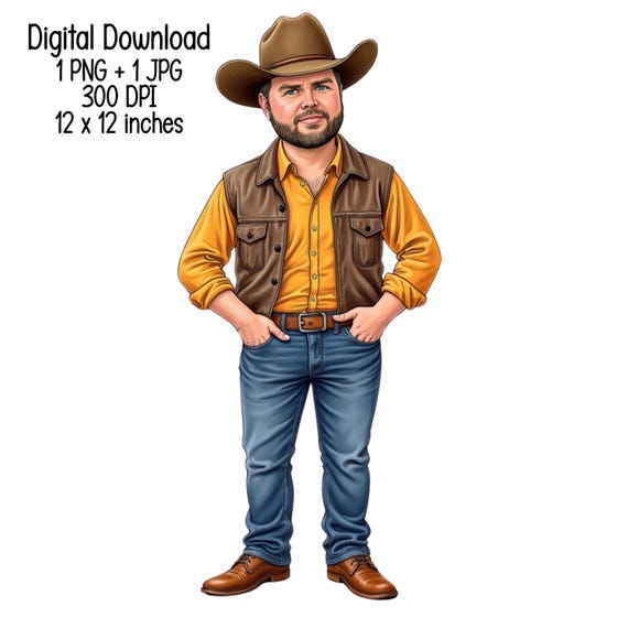 JD Vance as a Cowboy Digital Download Clipart Illustration  display picture 1