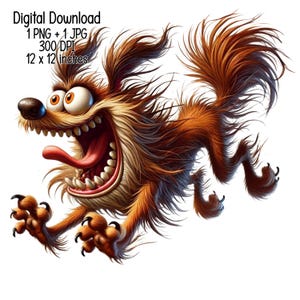 Crazy excited Dog Digital download humorous funny illustration Clipart Commercial Use Sublimation designs transparent PNG, JPG