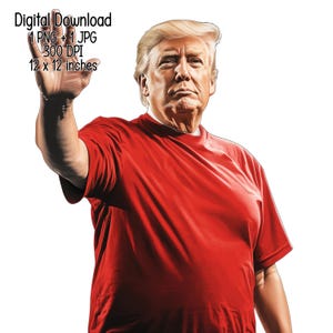 Waving Trump Digital Download | Strong Victorious Trump Illustration | PNG & JPG Clipart for Crafts, Merchandise, and Sublimation
