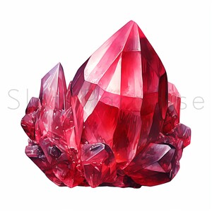 16 JPG Akvarell Ruby Crystal Clipart Digital Nedladdning Kommersiell Användning Röd Ädelsten Korttillverkning Utskrivbar Konst Illustration