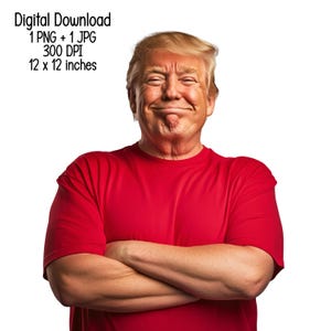 Trump 2024 Digital Download | Happy Victorious Trump Illustration | PNG & JPG Clipart for Crafts, Merchandise, and Sublimation