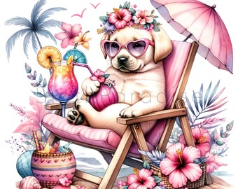 油絵 マミ ラニカイビーチを楽しむキュートな犬たち 大きいキャンバス