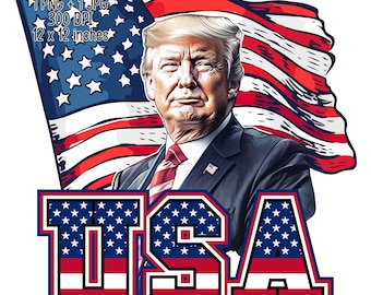 Trump USA flag, Trump 2024 T-shirt design Watercolor Clipart Commercial Use Sublimation illustration PNG, JPG Digital download