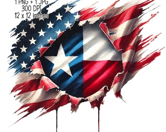 Texas and USA Flag - Patriotic Sublimation Design, Digital Download, PNG, JPG