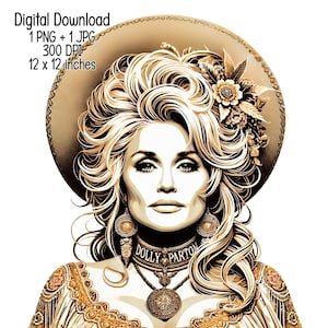 Retro Dolly Country Singer Boho vibe T-Shirt Design | Digital Download | Clipart PNG JPG