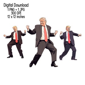 May include: Three digital illustrations of a person in a dark suit and red tie with their arms raised in the air. The background is white.