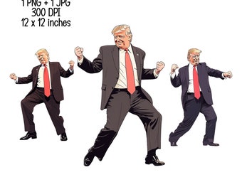 PNG humorous Trump funny Victory Dance Transparent Digital Download comical Trump dancing Clipart Illustration Commercial Use Trump support