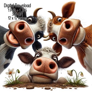 Divertente mucca che sbircia PNG Clipart – Carino animale da fattoria download digitale, arte della mucca dei cartoni animati per magliette per bambini, tazze, decorazioni murali e artigianato