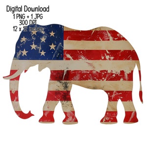 Trump Elephant in US Flag Illustration | Patriotic Clipart | Digital Download | PNG JPG