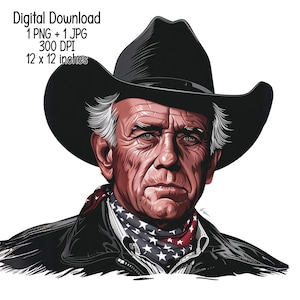 RFK as a Cool Cowboy - Clipart Illustration, Digital Download, JPG, Transparent PNG