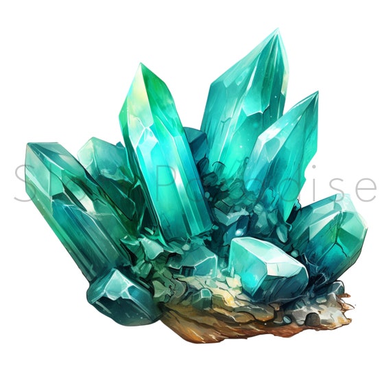 11 PNG ターコイズ クリスタル 透明水彩 クリップアート デジタル