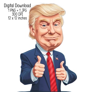 Trump with Thumbs up Transparent Digital Download humorous Trump dancing Clipart Illustration Commercial Use Trump support PNG JPG