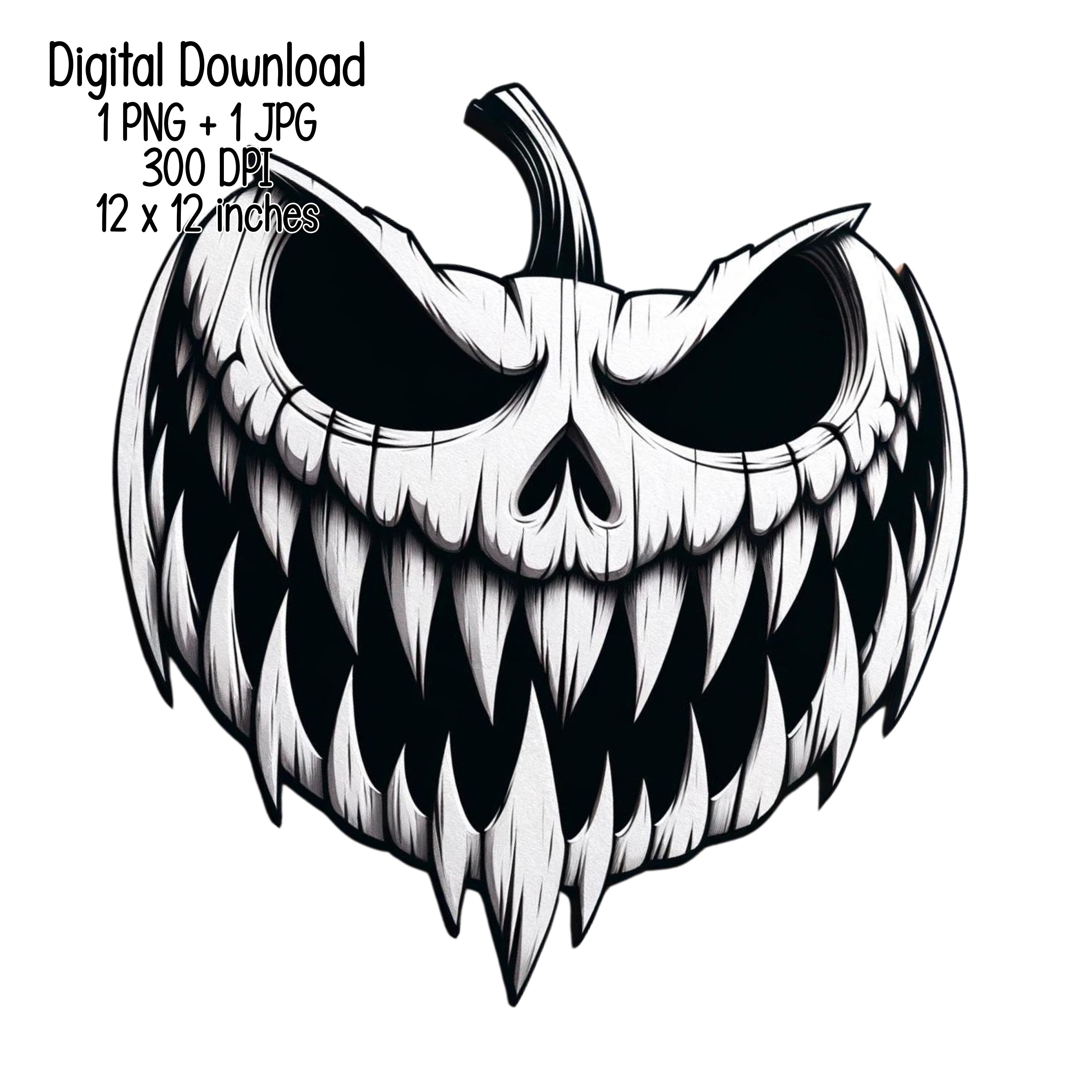 Scary Pumpkin Clipart Illustration Ghost Pumpkin Commercial Use ...