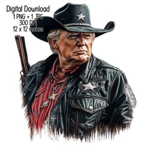 Trump as cool Sheriff - Digital Download Illustration, PNG, JPG