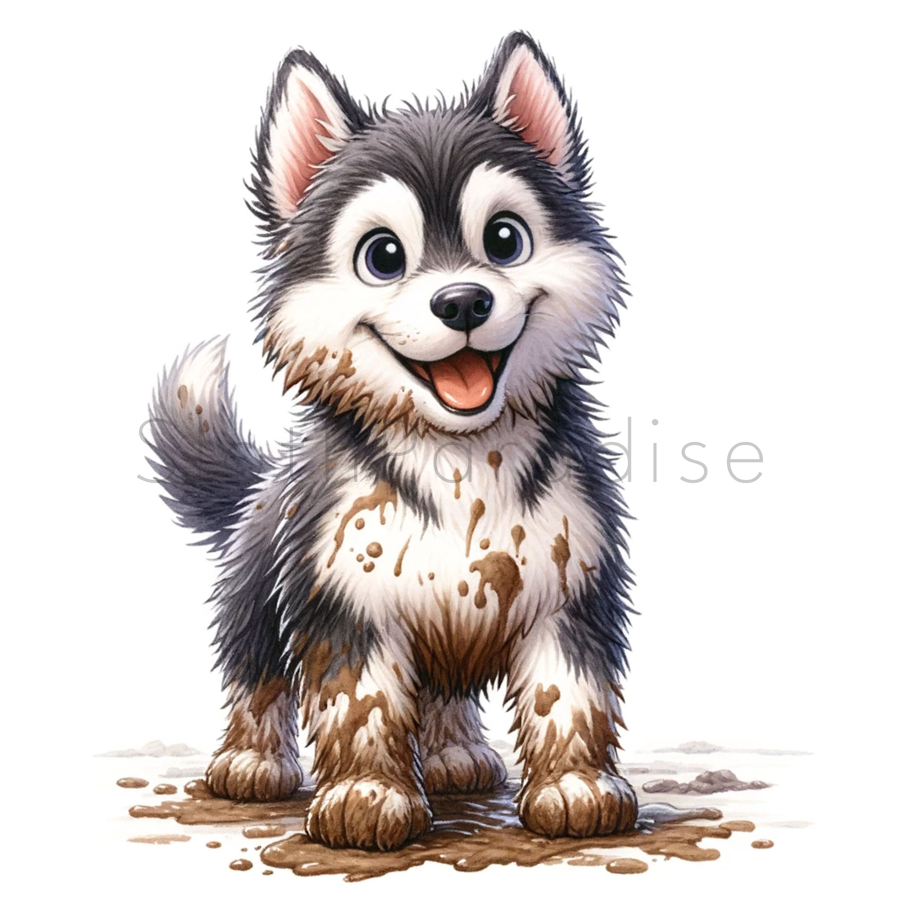 16 JPG Husky Puppy aquarel digitale download commercieel gebruik grappige husky  hond kaart maken van afdrukbare kunst illustratie - Etsy België, image size:3000x3000