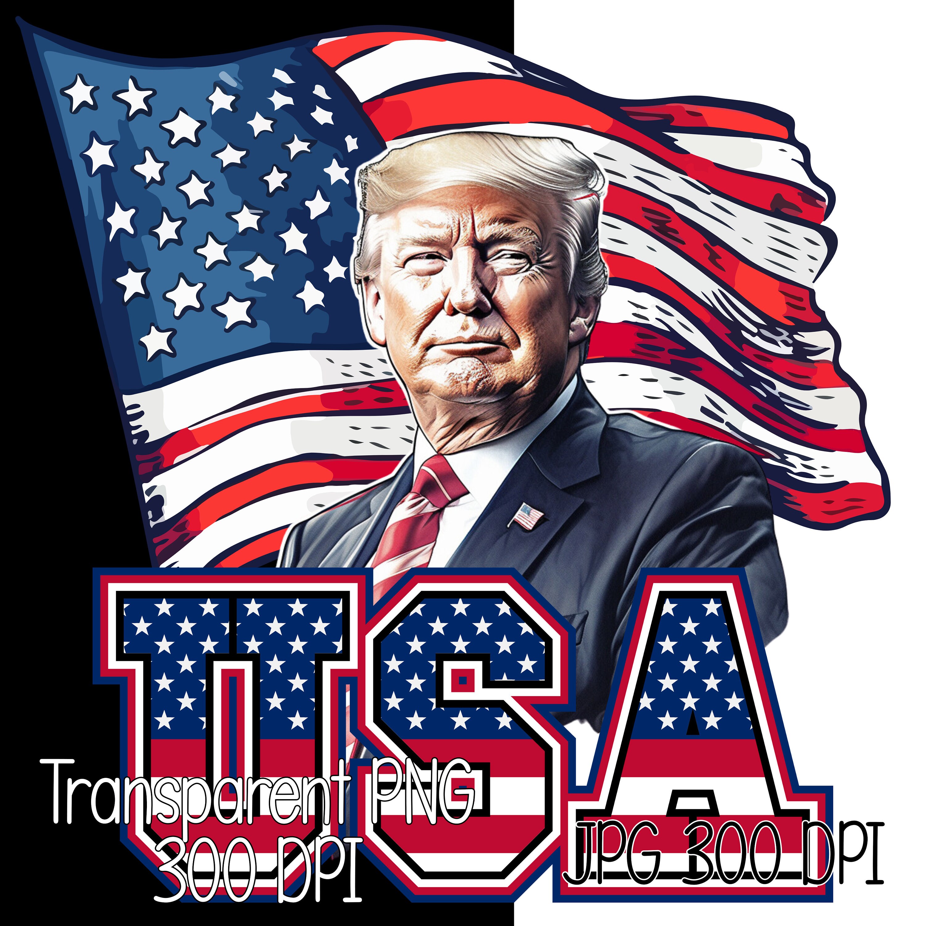T-shirt Manches Longues Trump 2024 - Drapeau USA - Taille Unique Adulte - Neuf Sans étiquettes