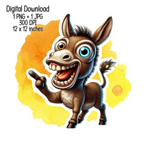 Humorous Funny Donkey - Digital Download Sublimation Design, PNG, JPG
