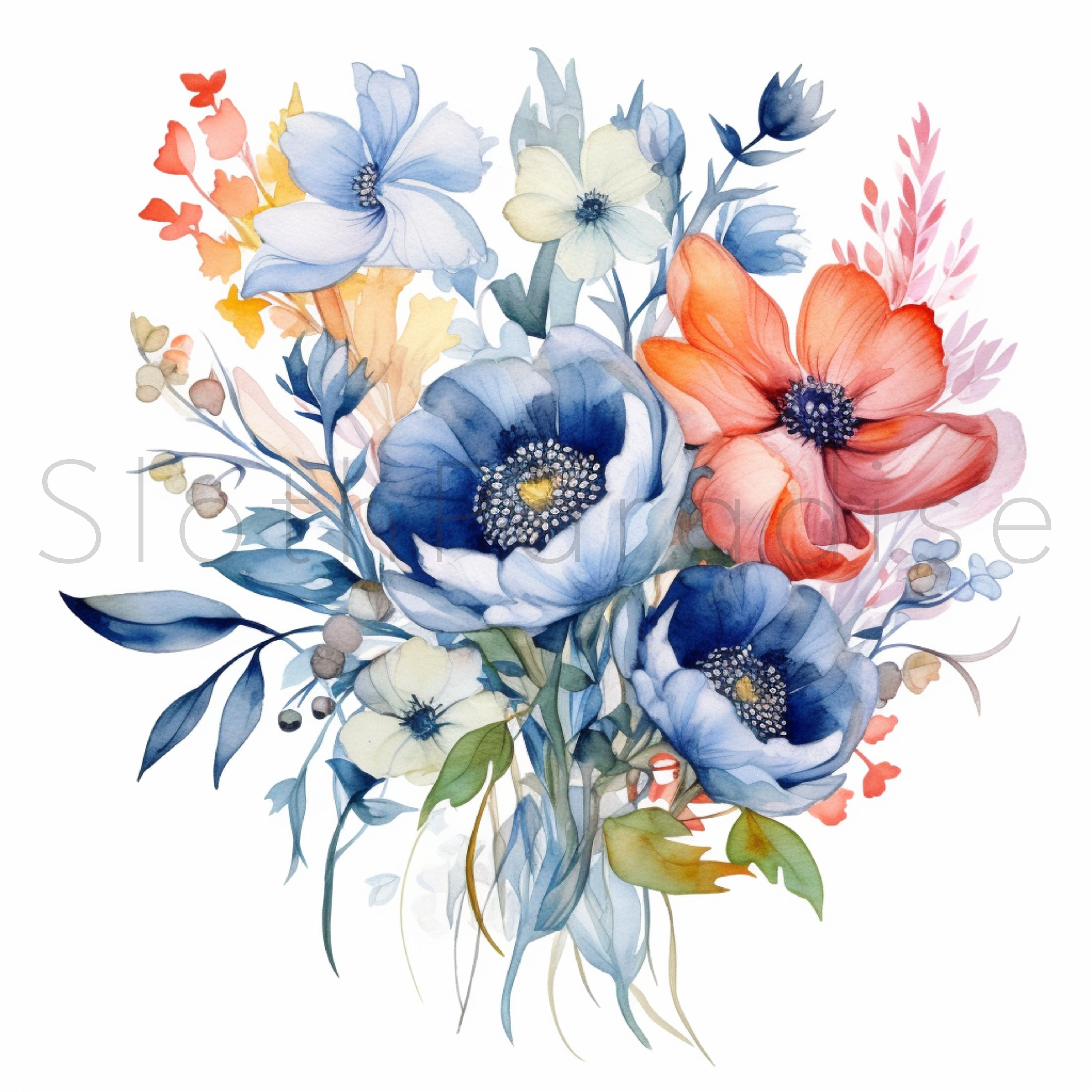 24 JPG Flower Arrangement Watercolor Clipart Digital Download - Etsy
