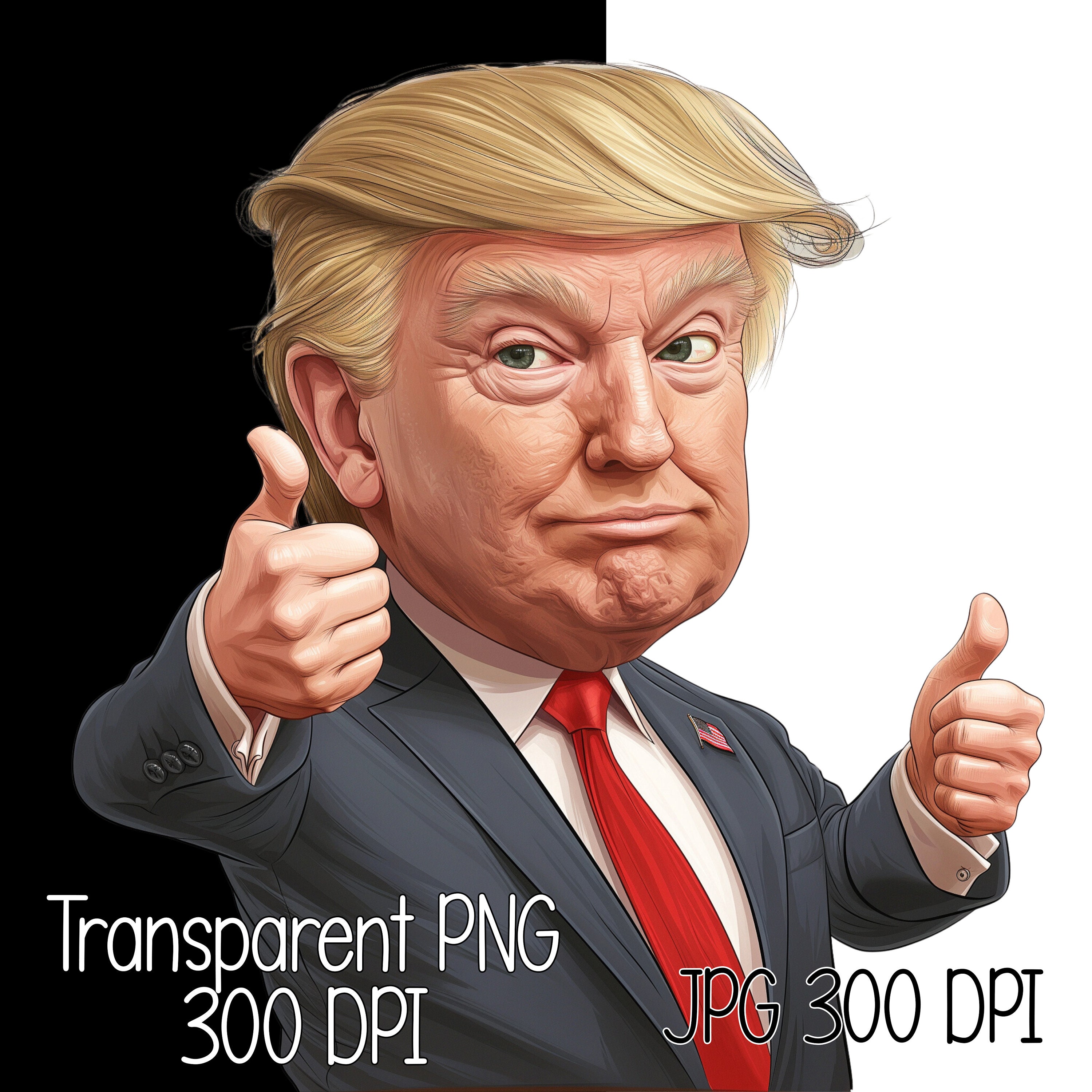 Comical Trump Funny Thumbs up Transparent Digital Download Humorous ...