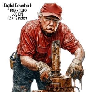 Trump drilling  Digital Download | Drill baby Trump Illustration | PNG & JPG Clipart for Crafts, Merchandise, and Sublimation