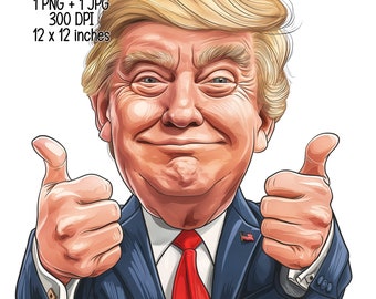 2 Humorous Trump Thumbs up Transparent Digital Download humorous Trump comical Clipart Illustration Commercial Use Trump support PNG JPG